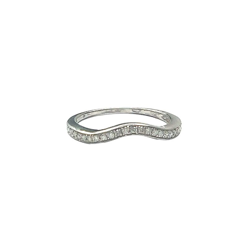 9ct white gold diamond set wishbone ring