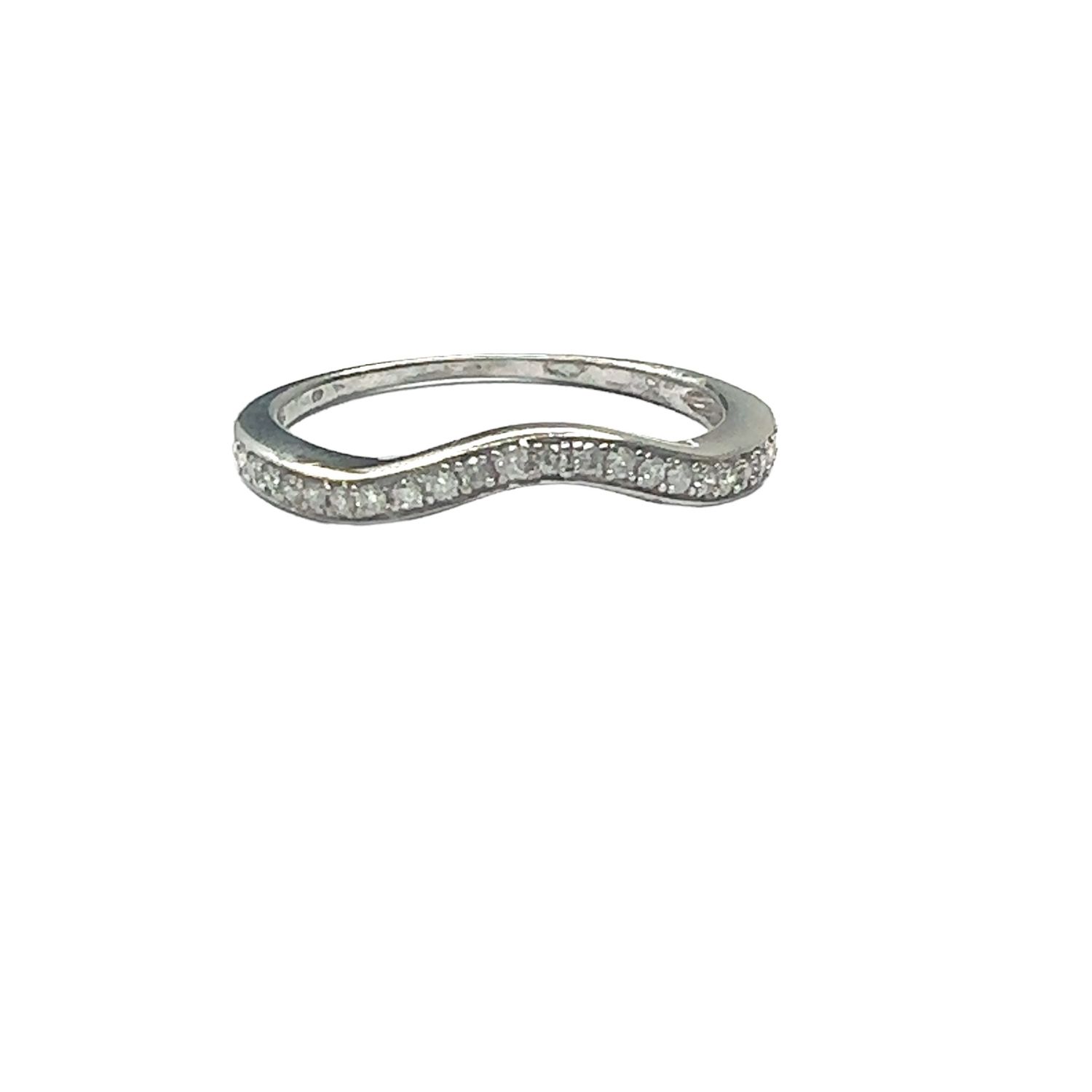 9ct white gold diamond set wishbone ring