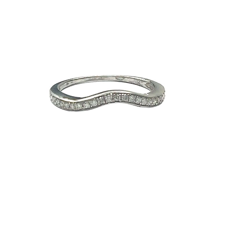 9ct white gold diamond set wishbone ring