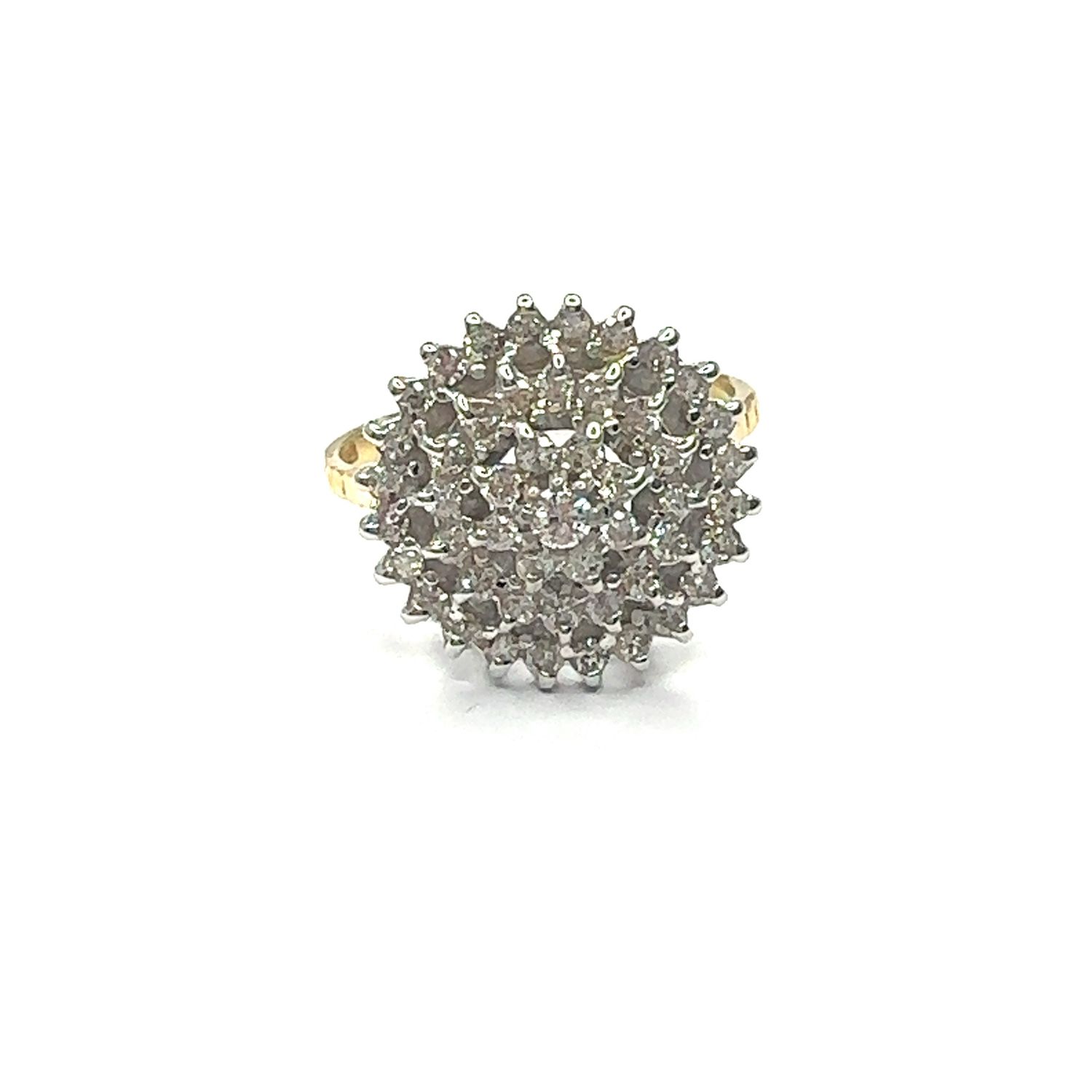 18ct White and yellow Gold cluster diamond ring