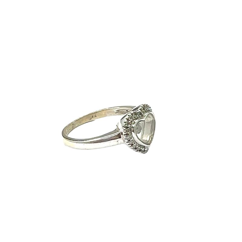 9ct white gold diamond floating heart ring