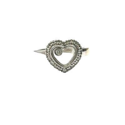 9ct white gold diamond floating heart ring