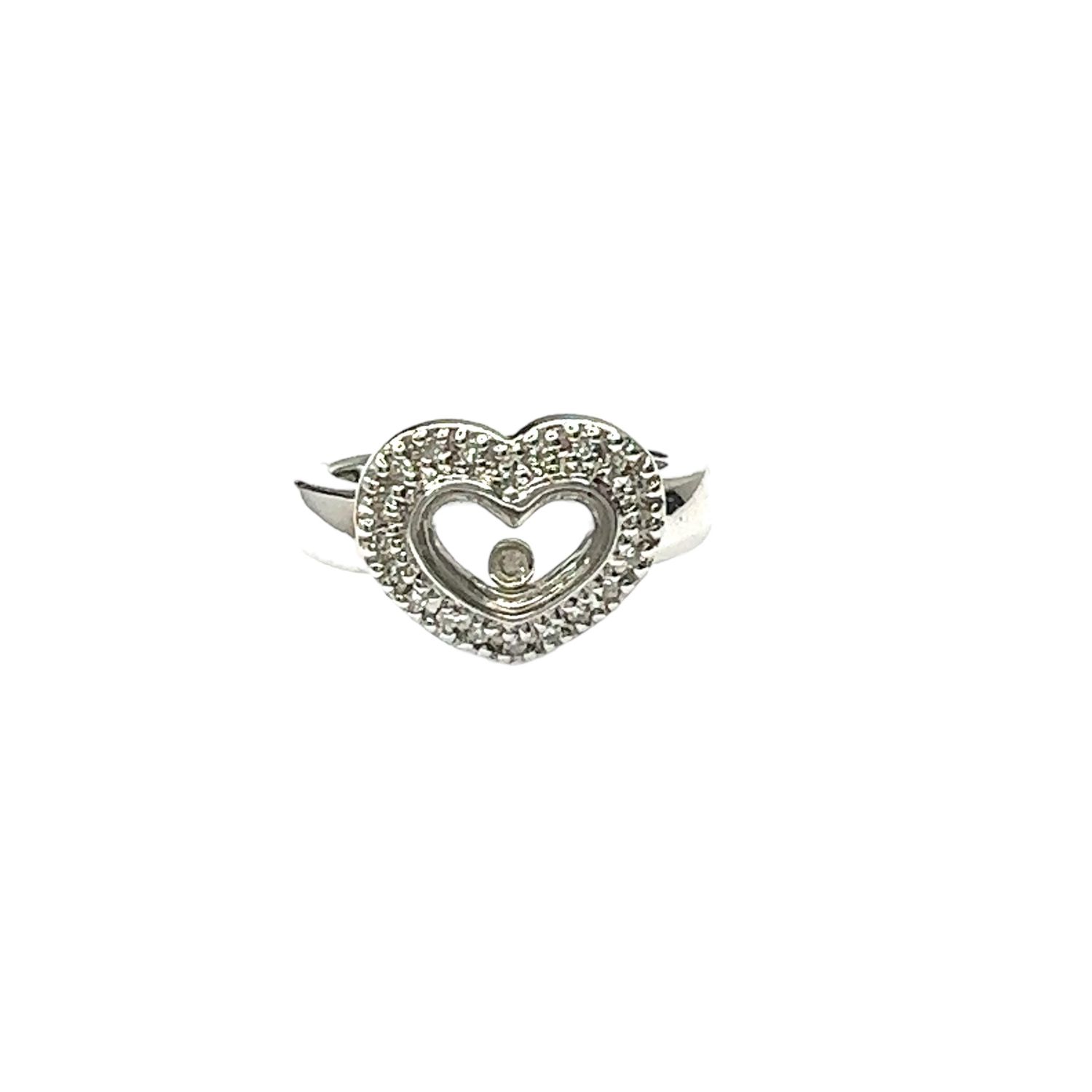 9ct white gold diamond heart ring