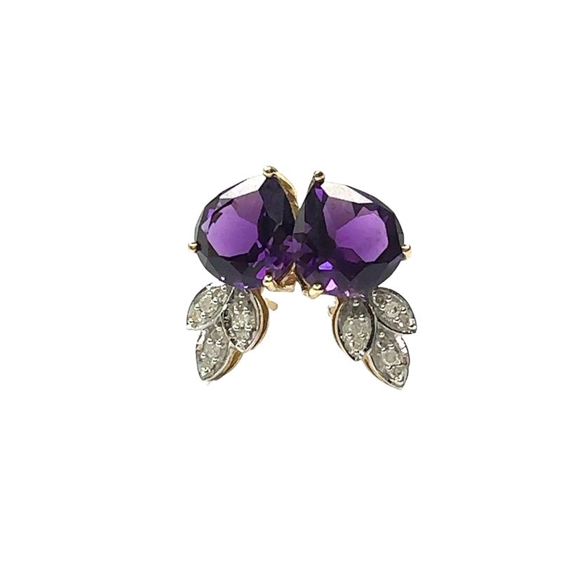 Amethyst &amp; Diamond Studs STE665