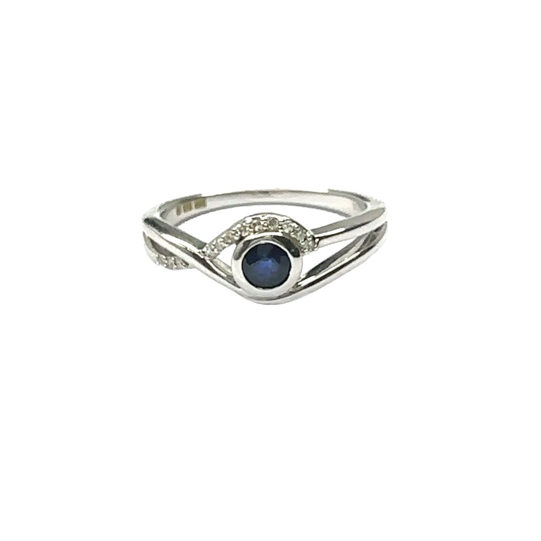 9ct white gold sapphire and diamond ring