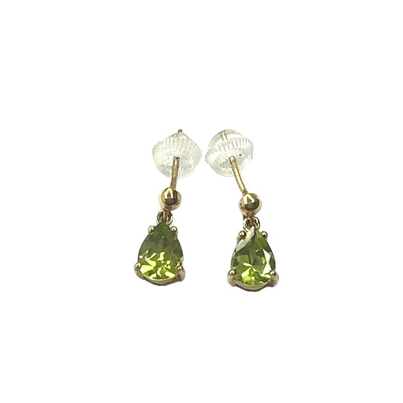 9ct yellow gold Peridot drop style earrings