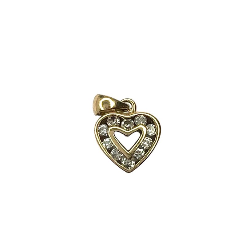 9ct yellow gold diamond heart pendent