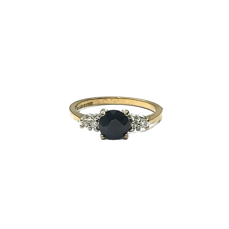 9ct yellow gold diamond and sapphire set ring