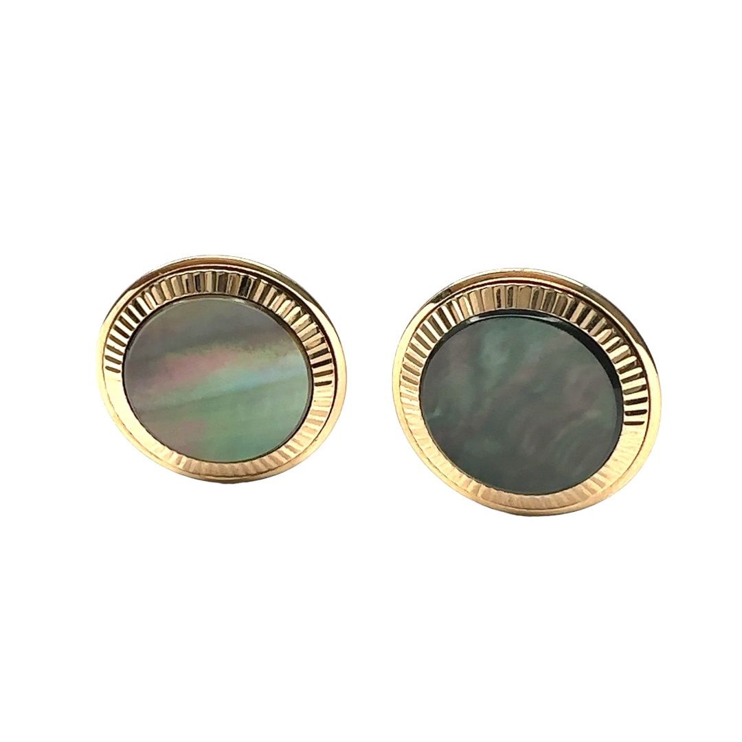 18ct yellow gold mother of pearl cufflinks