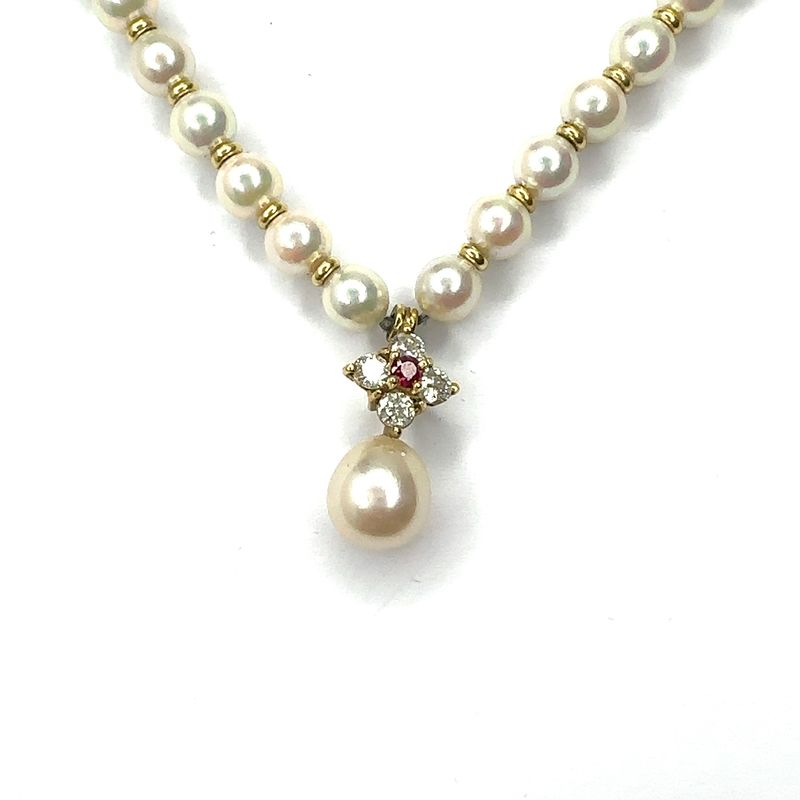 Diamond &amp; Pearl Drop Necklace RC382
