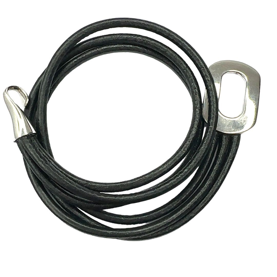 Mens 925 sterling silver “SEVEN” leather bracelet