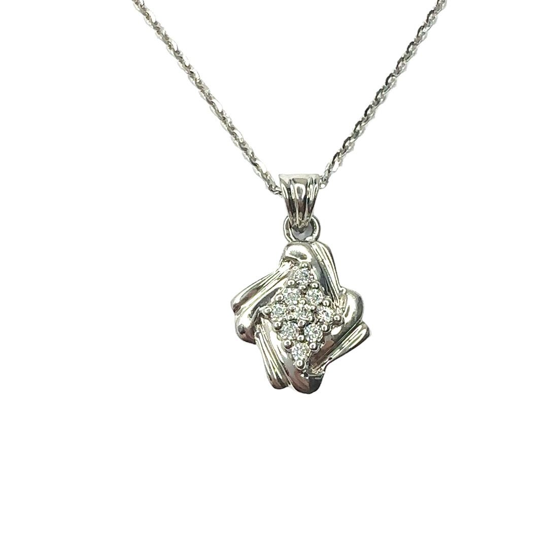 925 sterling silver Swarovski crystal crossover style pendent
