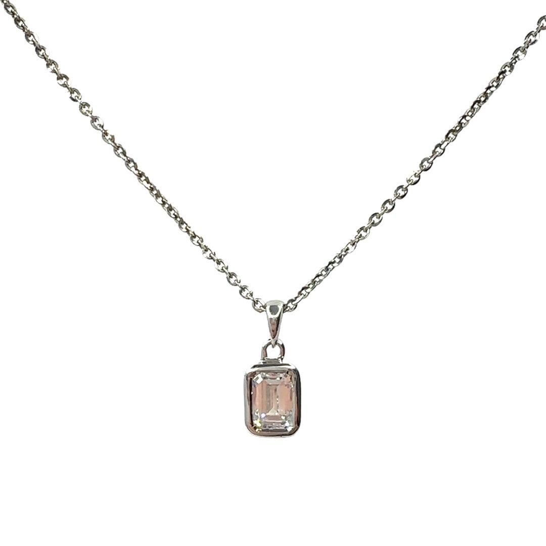 925 sterling silver Swarovski set crystal necklace