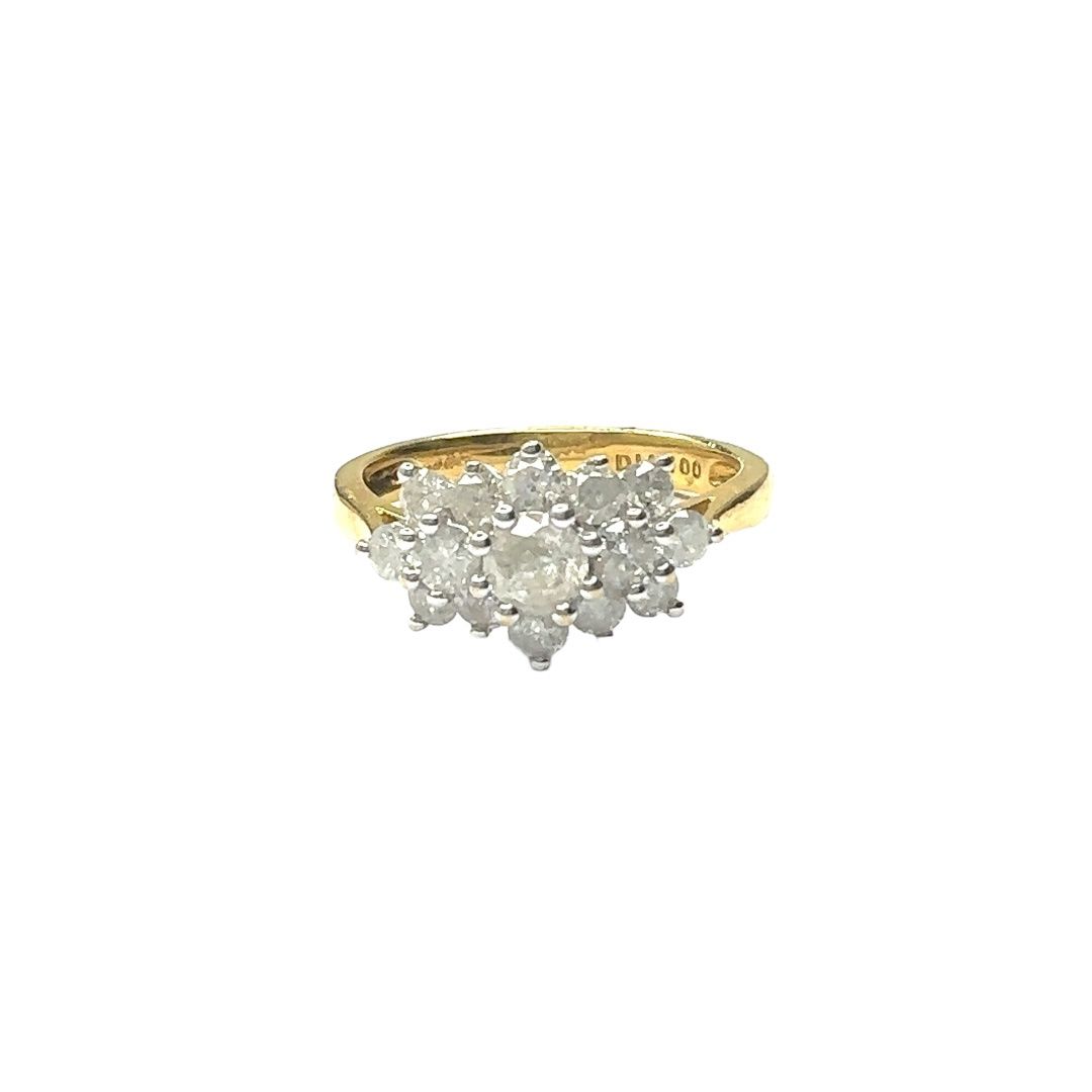 18ct yellow gold diamond cluster ring