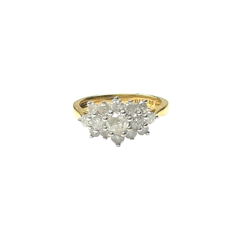 18ct yellow gold diamond cluster ring