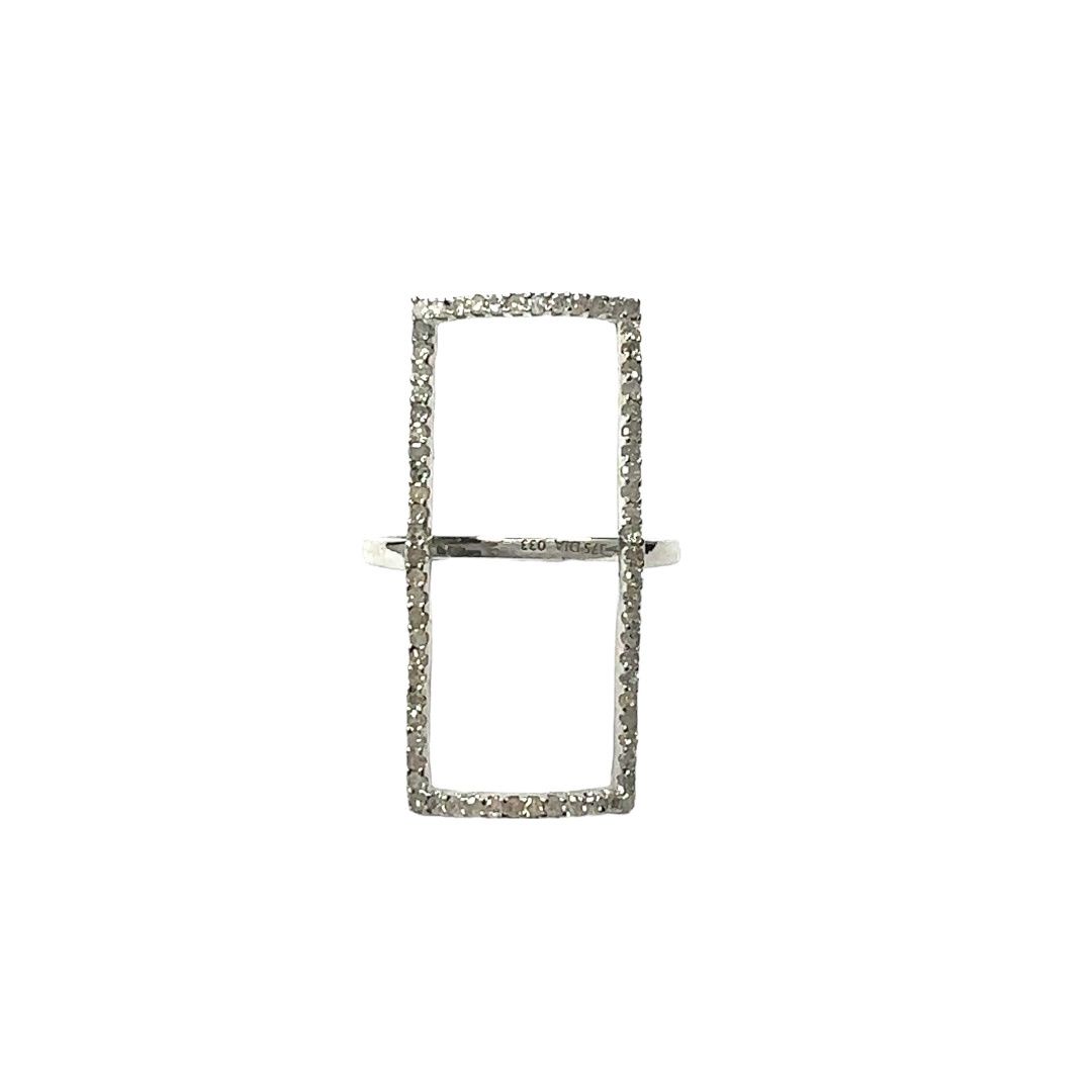 9ct white gold diamond rectangular ring