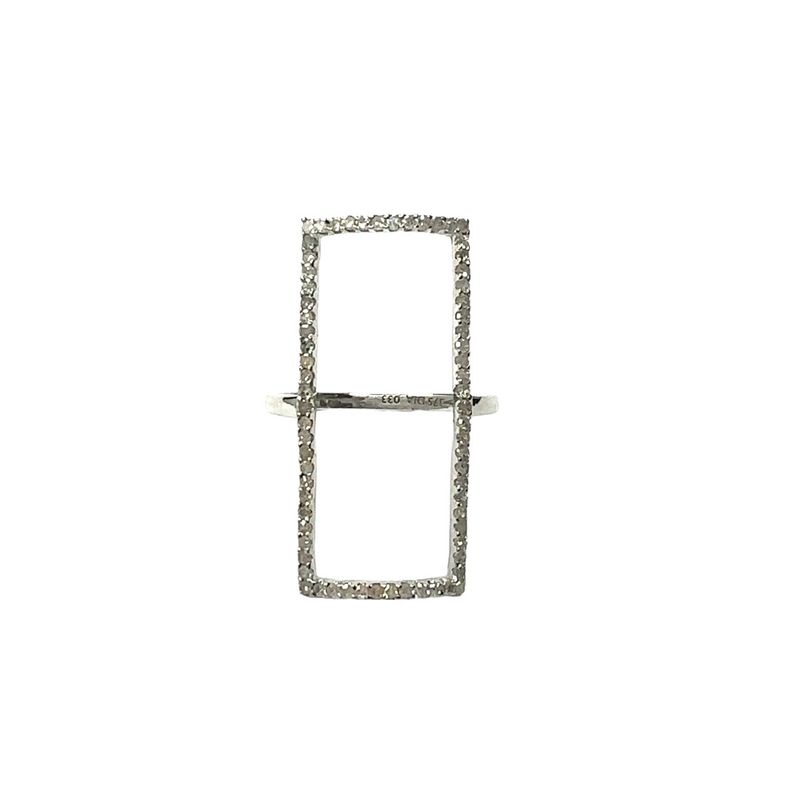 9ct white gold diamond rectangular ring