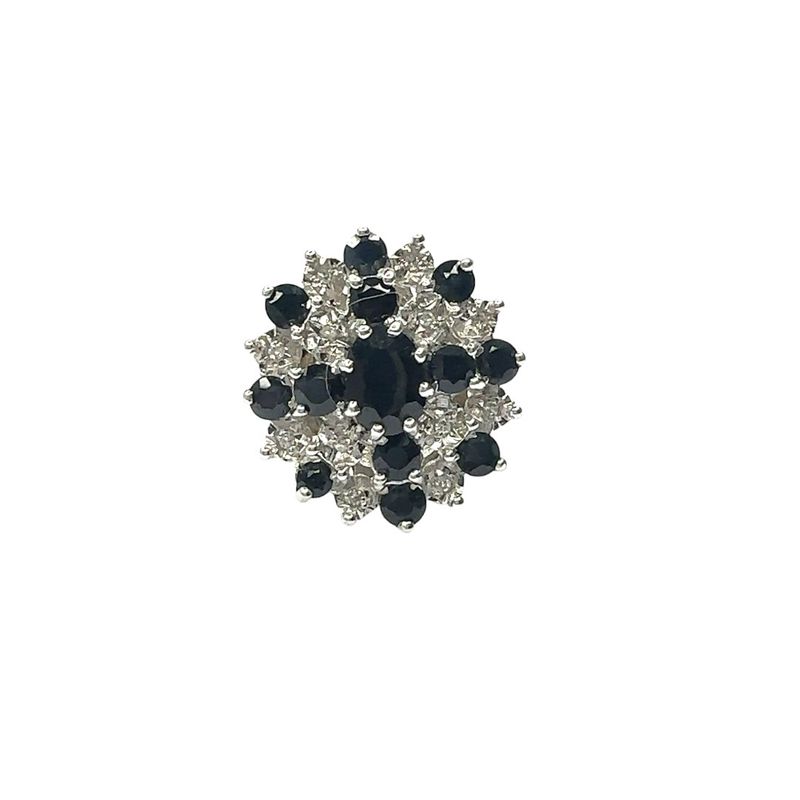 18ct yellow gold diamond and sapphire flower ring