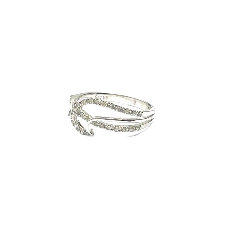 9ct white gold diamond crossover ring
