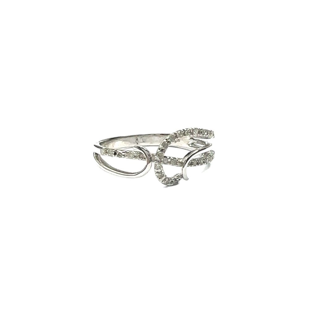 9ct white gold diamond crossover ring