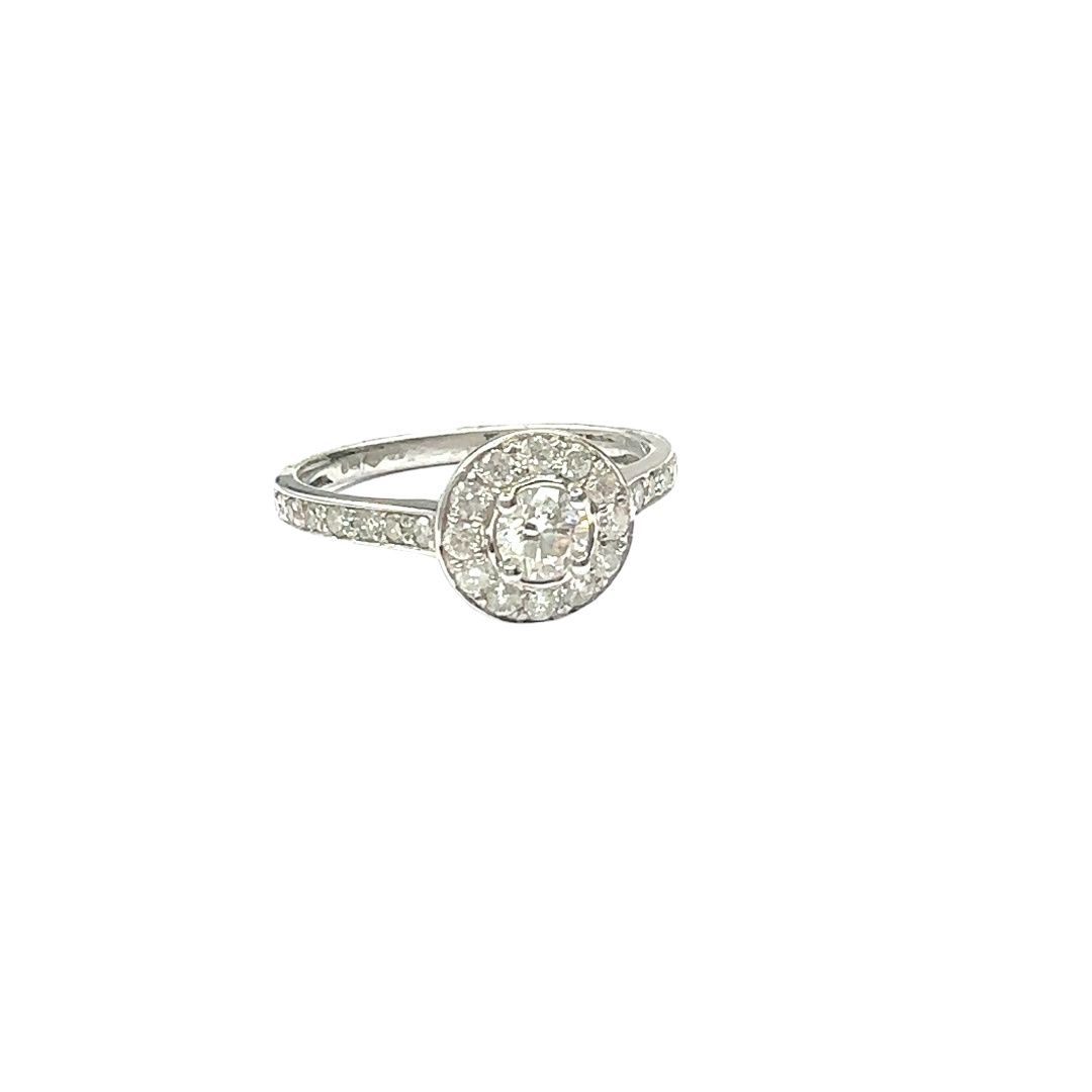 18ct white gold diamond cluster set ring