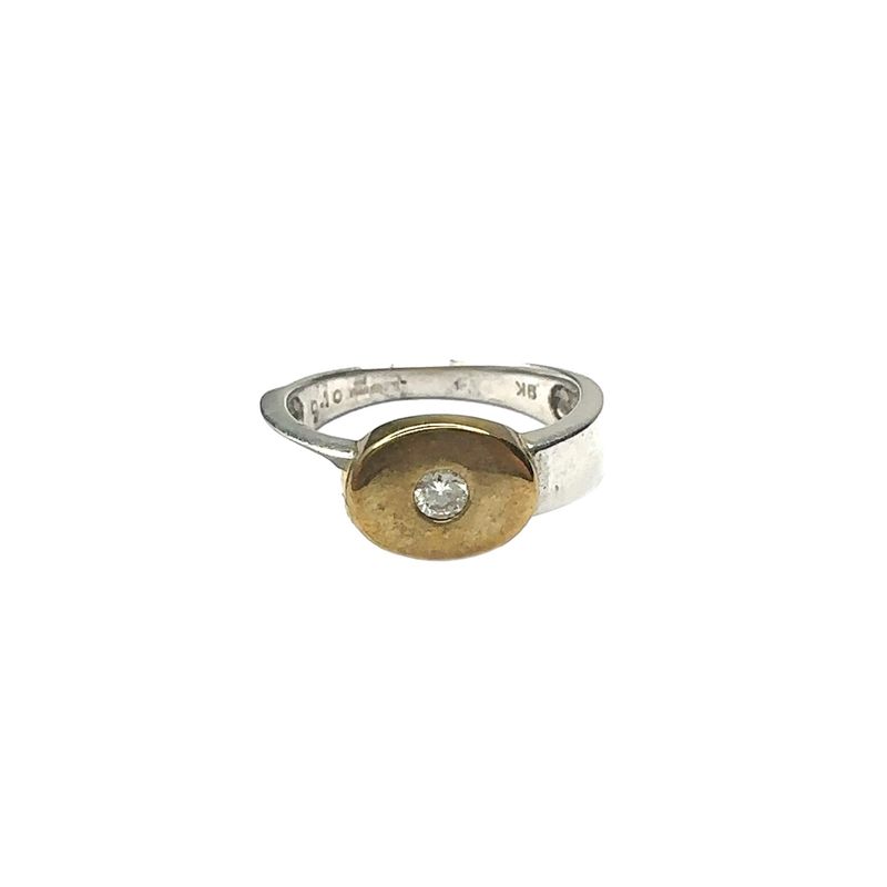 9ct white and yellow gold diamond single set ring