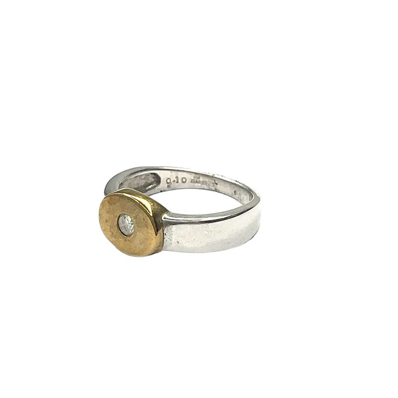 9ct white and yellow gold diamond single set ring