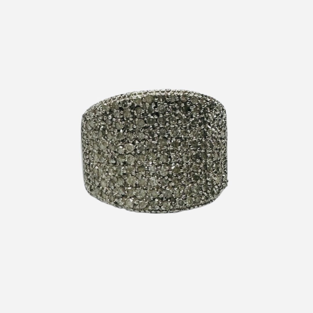 9ct white gold diamond cluster half set ring