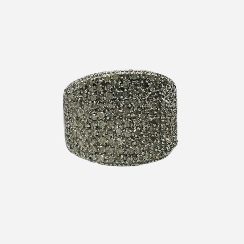 9ct white gold diamond cluster half set ring