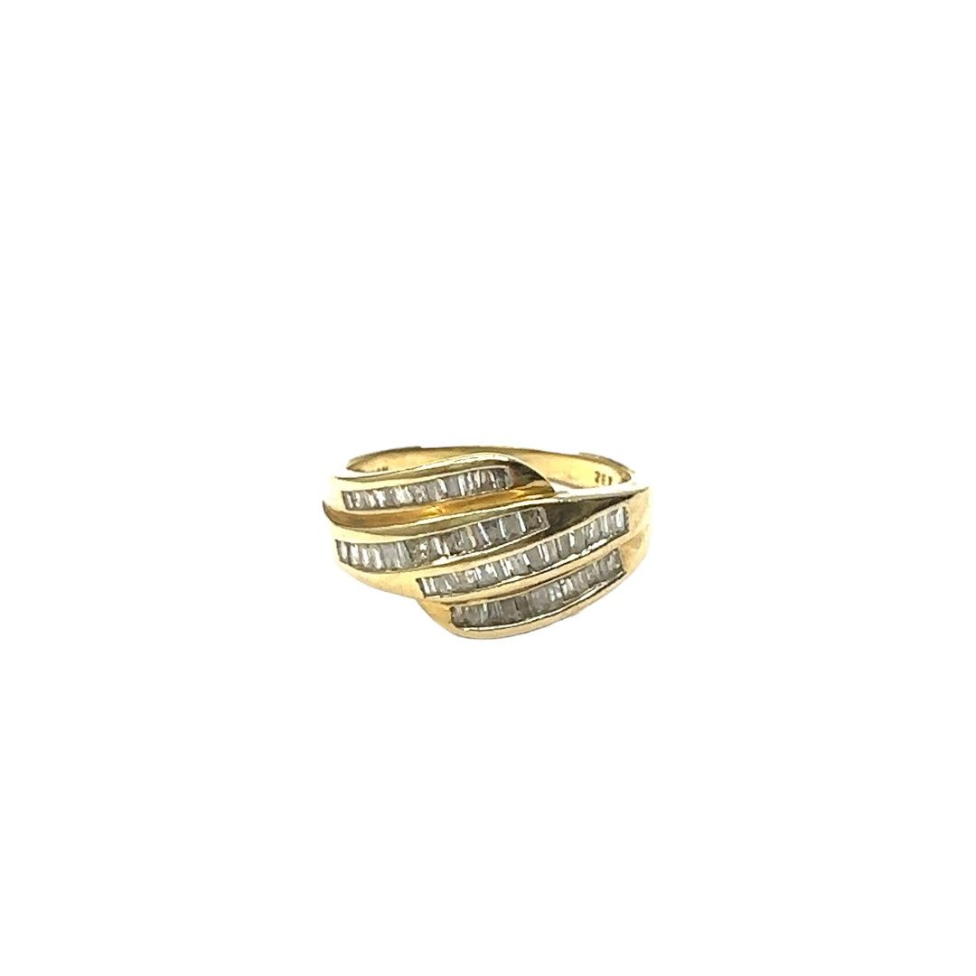 14ct yellow gold channel set diamond ring