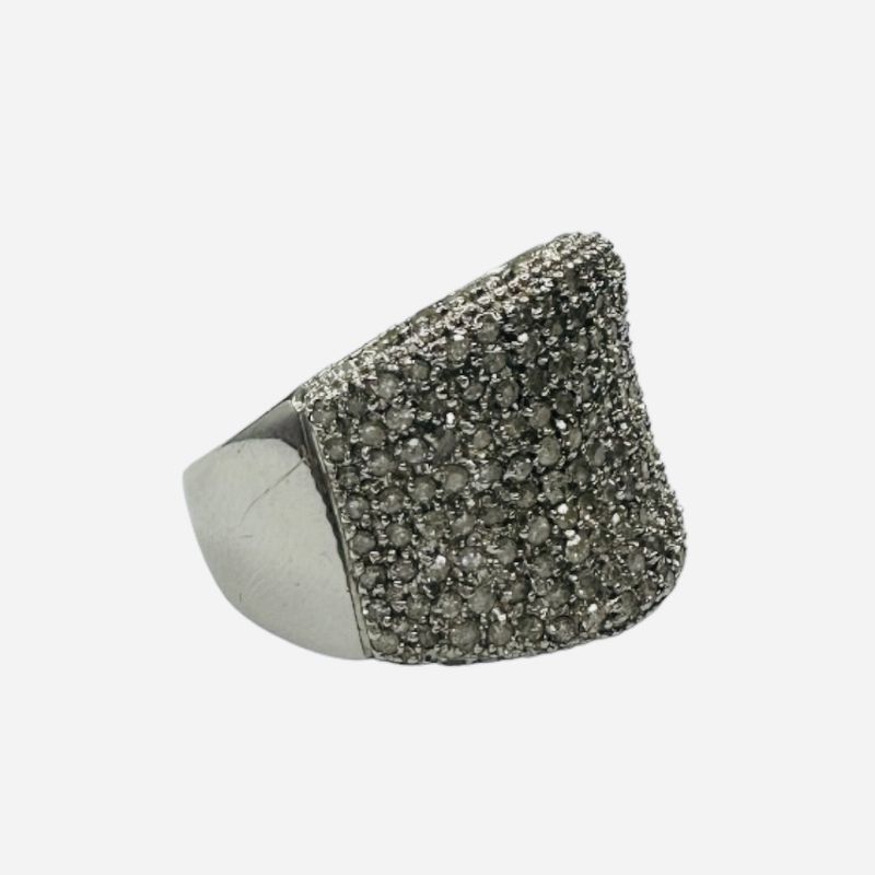9ct white gold diamond cluster half set ring
