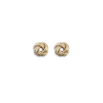 9ct Yellow Gold Frosted Double Knot Stud Earrings