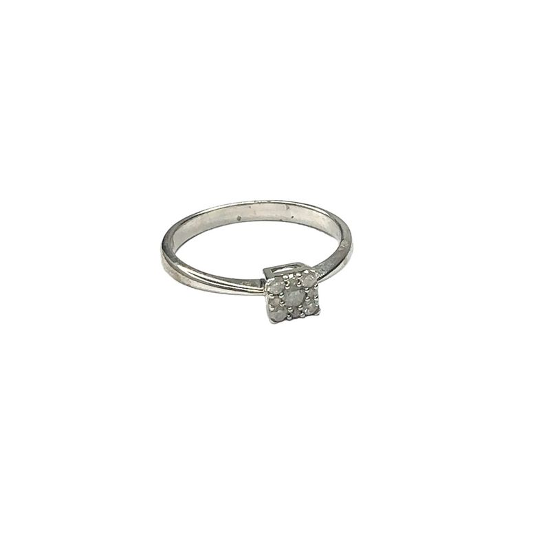 9ct white gold square top diamond ring