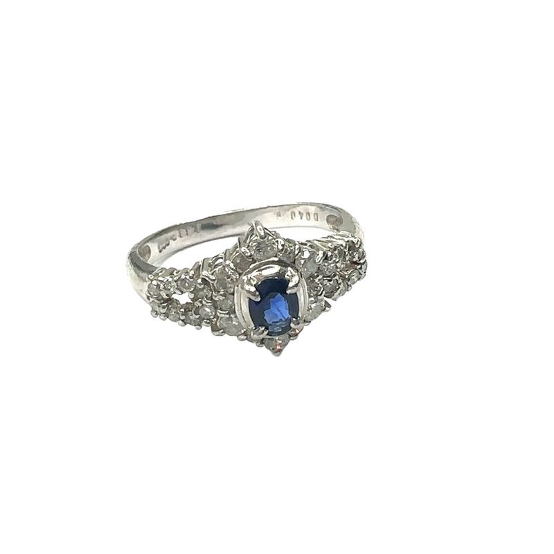 Diamond and sapphire set platinum ring