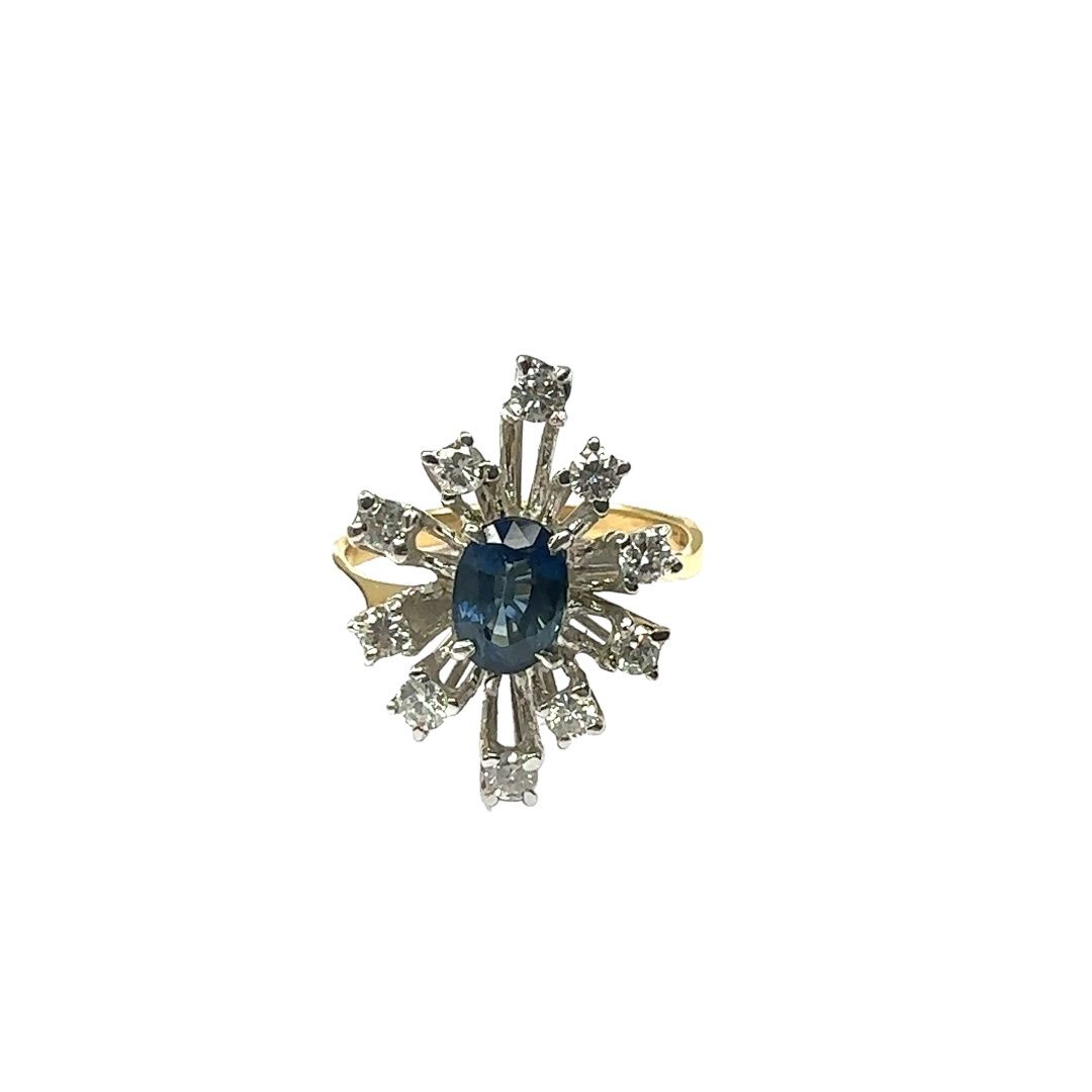 18ct yellow gold diamond and sapphire set ring