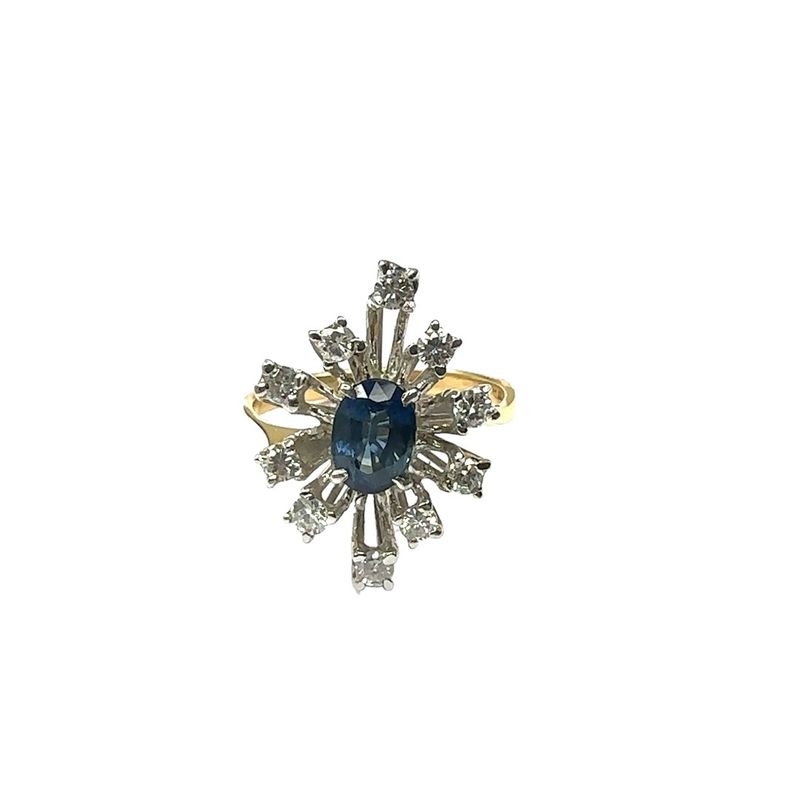 18ct yellow gold diamond and sapphire set ring