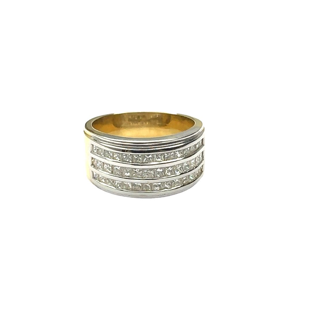 18ct Yellow and white gold 0.60ct diamond channel set ring