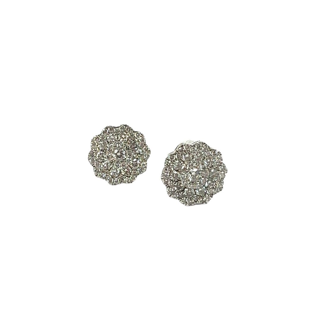 18ct white gold 1ct diamond cluster earrings