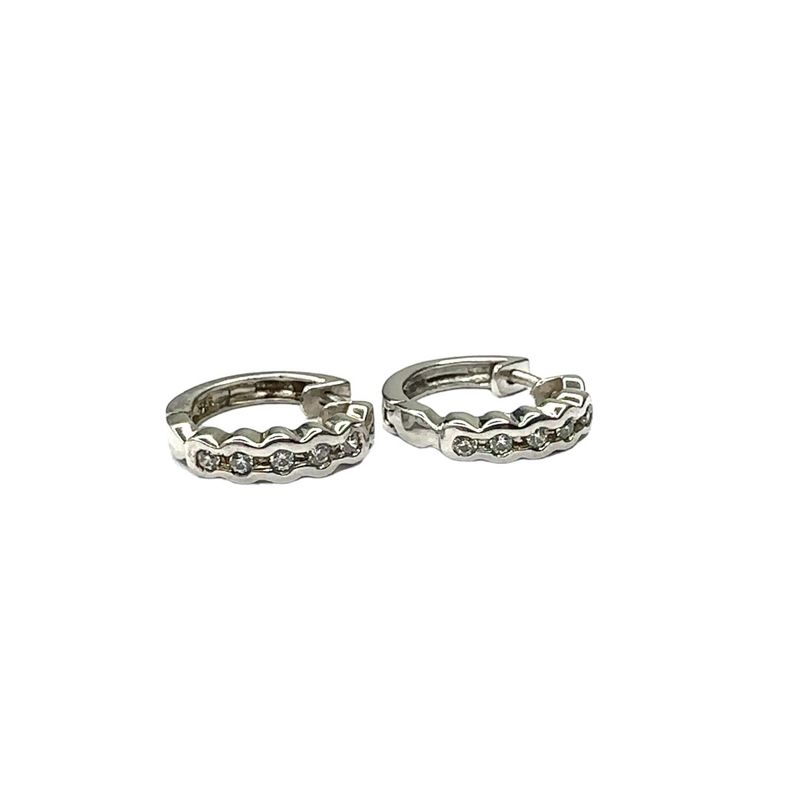 Silver 925 Swarovski set crystal Huggie style earrings