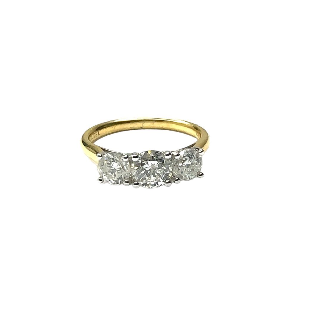 18ct yellow gold 1ct 3x diamond set ring