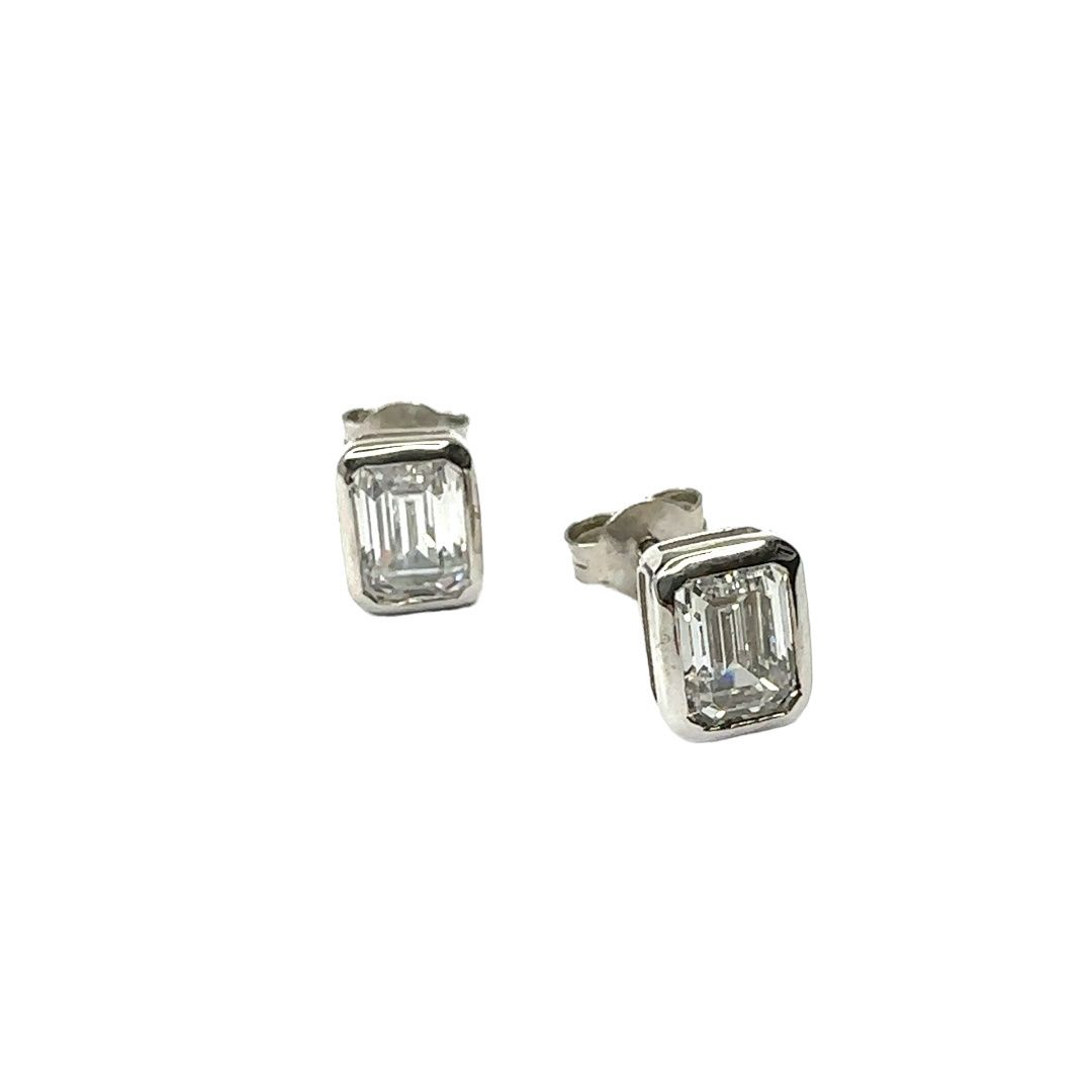 925 silver Swarovski crystal square set earrings