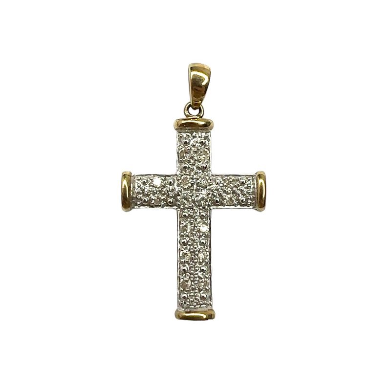 9ct yellow and white gold pavè diamond set cross