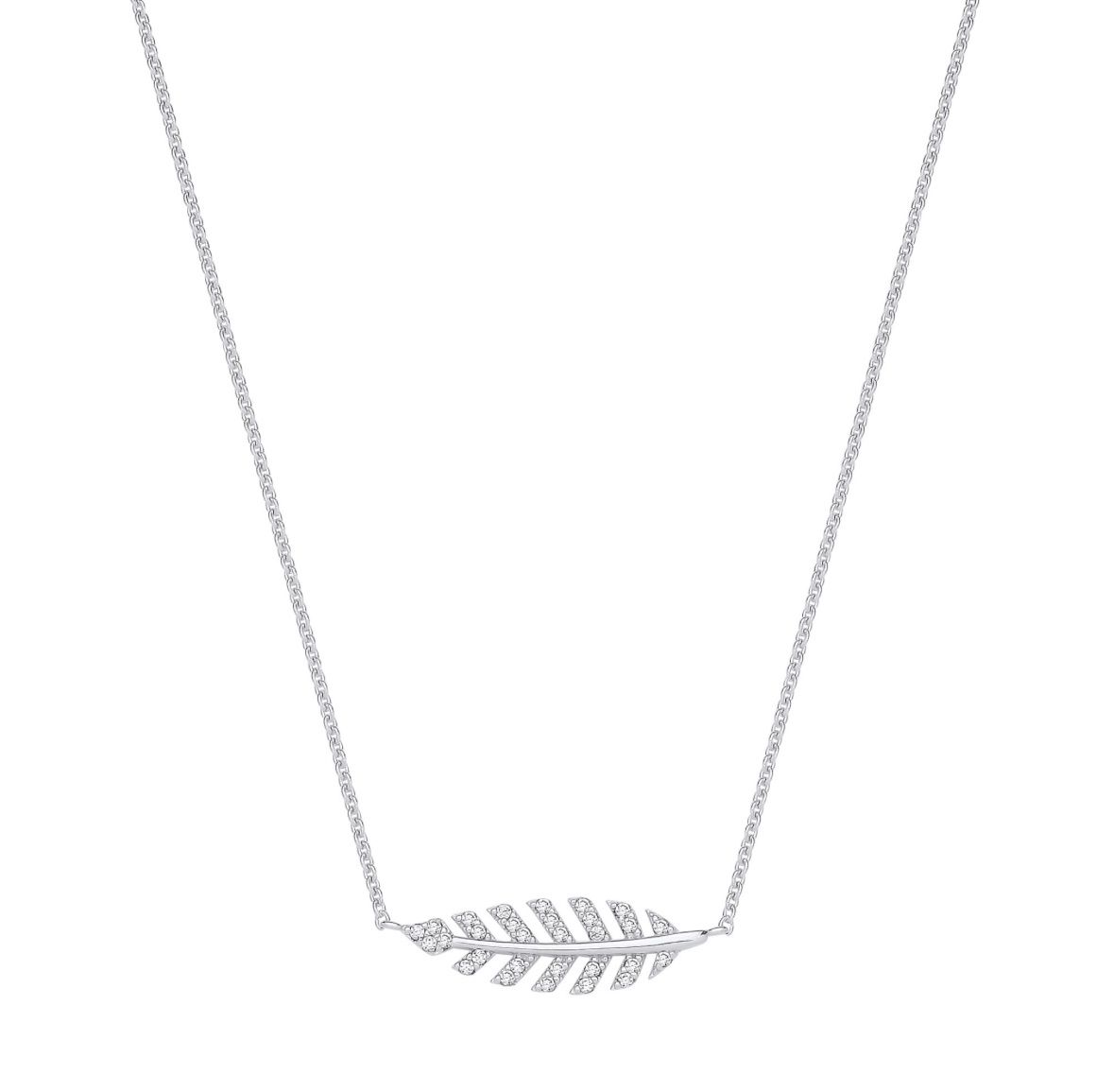 Silver CZ Feather Necklace