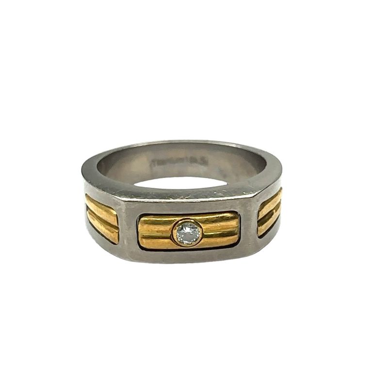 18ct yellow gold and titanium diamond 0.15ct ring