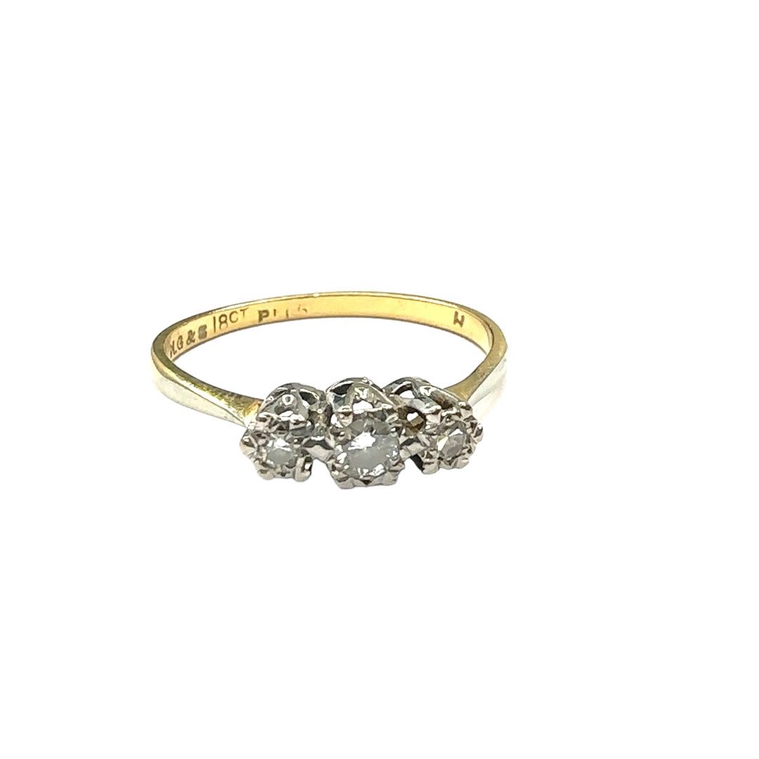 18ct yellow gold 3 diamond set ring 0.25ct