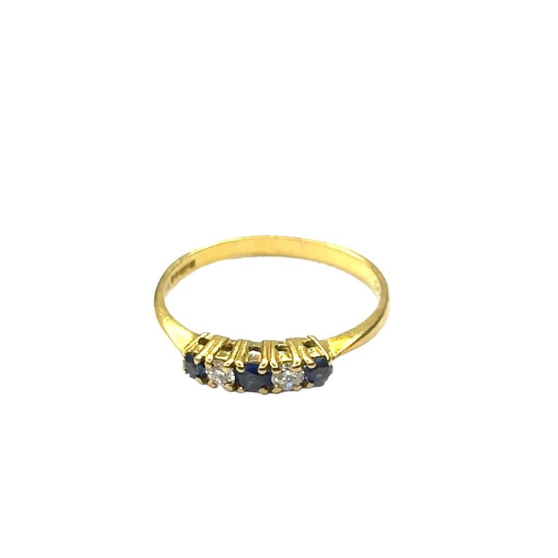18ct yellow gold diamond 0.10ct and sapphire set ring