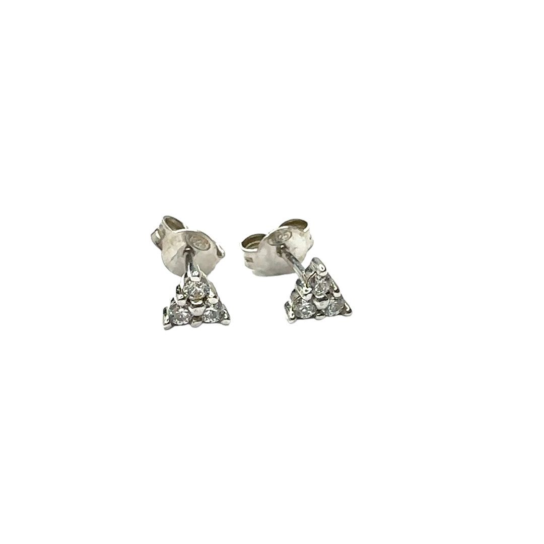 Silver Swarovski triangle set crystal earrings