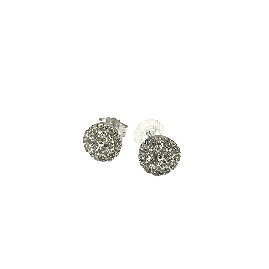 9ct white gold 0.10ct diamond snowflake style earrings