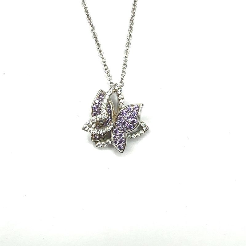 Sterling silver Swarovski crystal butterfly pendent and chain