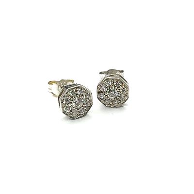 Silver Swarovski crystal flower style set earrings